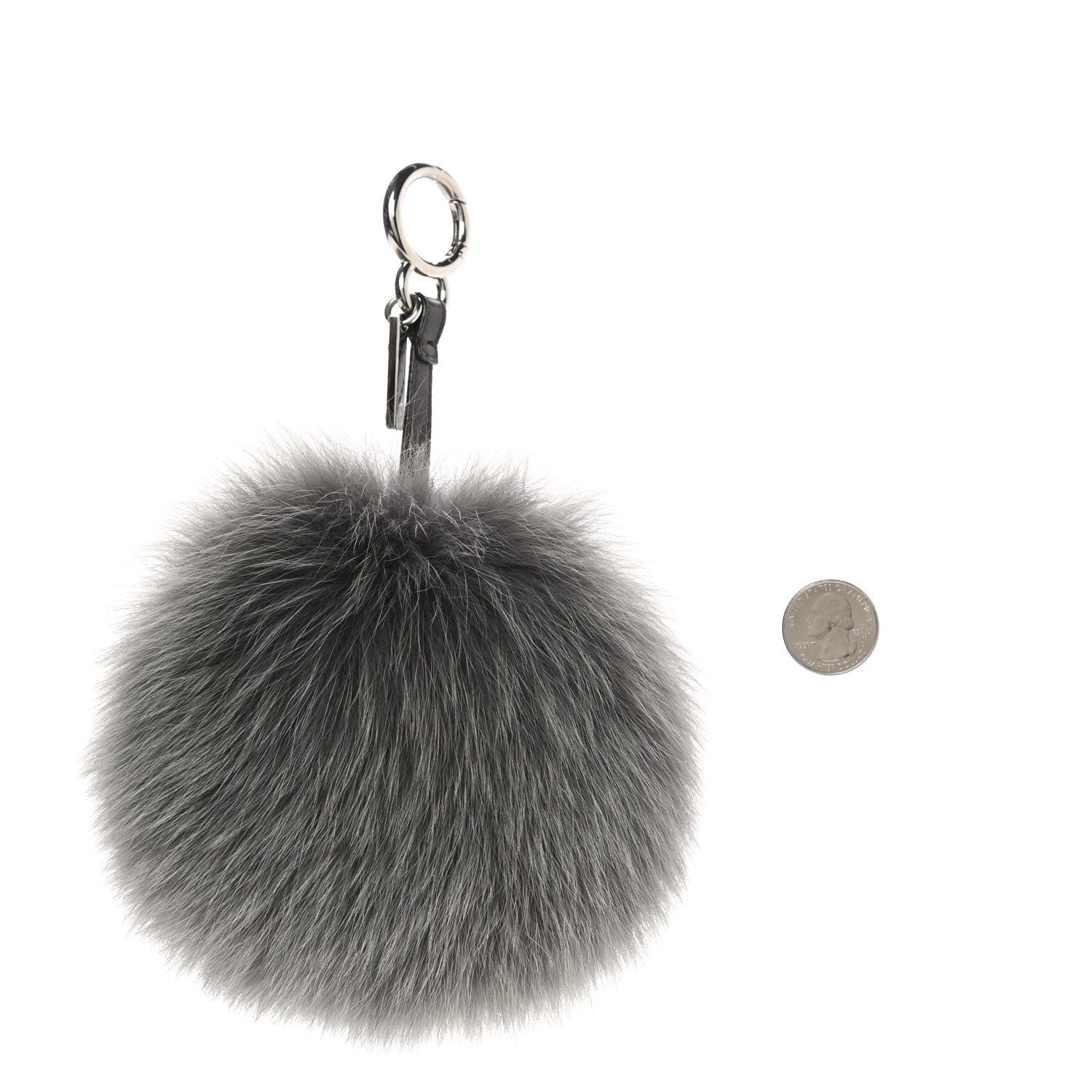 Fendi Fox Fur S ABCharm Bag Charm Grey Yellow 2 of 3
