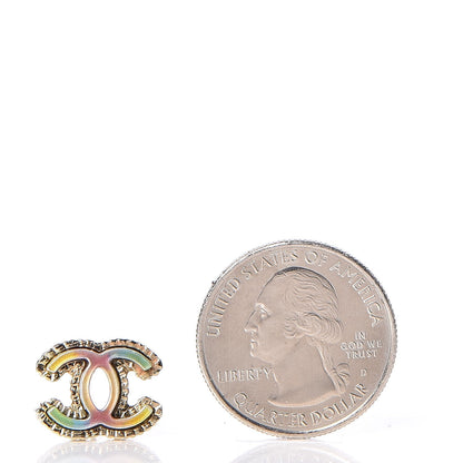 Chanel Enamel Rainbow CC Earrings Gold Multicolor 2 of 5