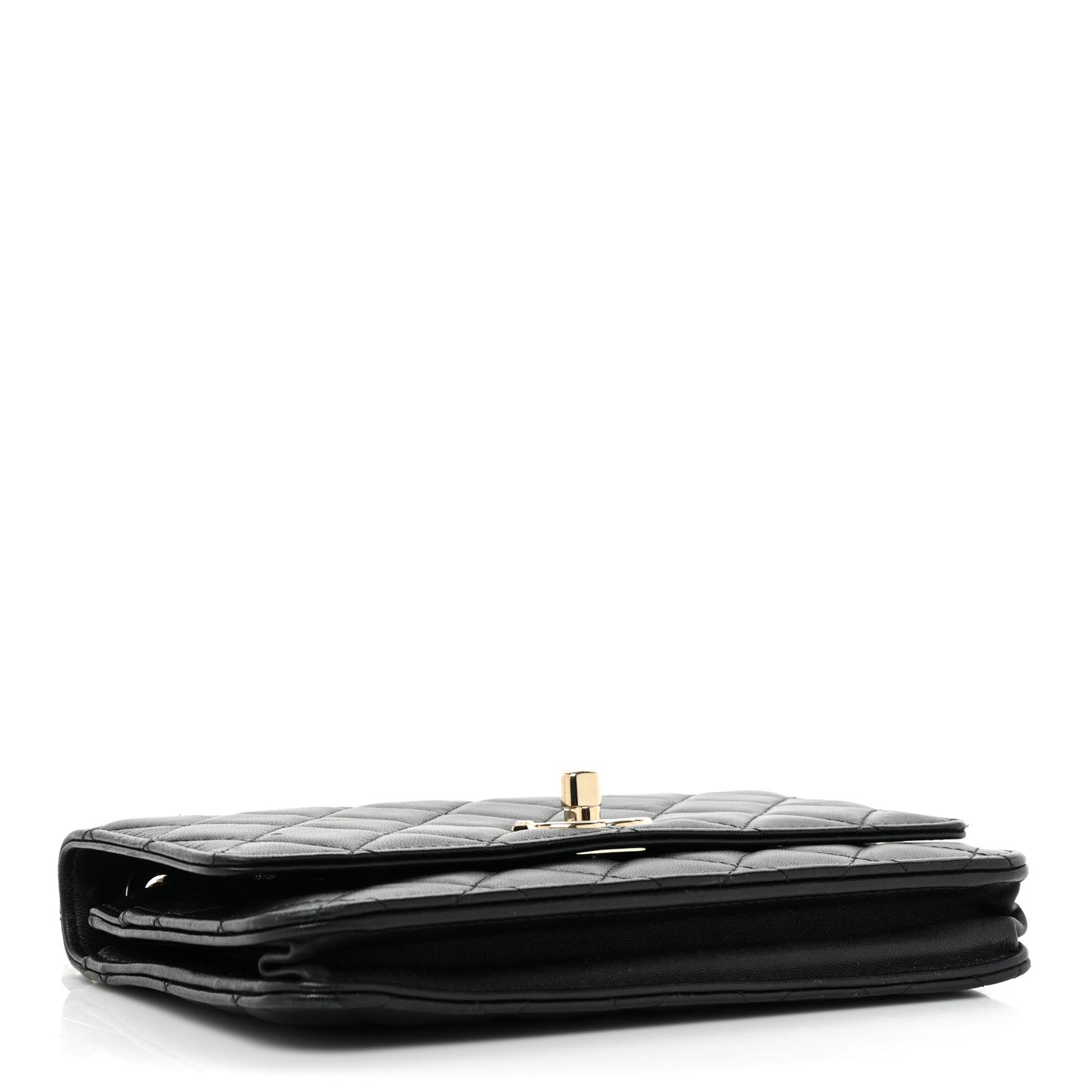 Lambskin Quilted Trendy CC Wallet On Chain WOC Black