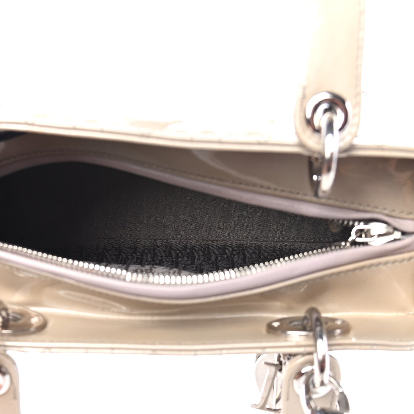 Patent Cannage Medium Lady Dior Grey