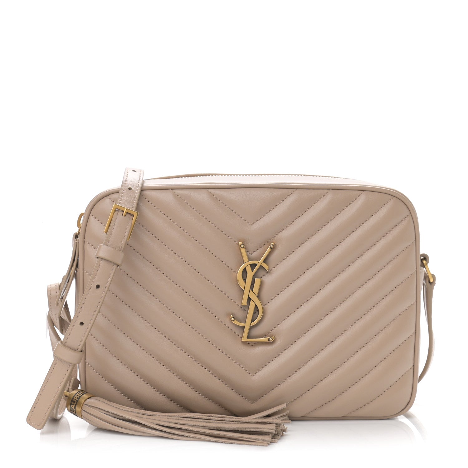 Saint Laurent Calfskin Matelasse Monogram Lou Camera Bag Dark Beige 1 of 11