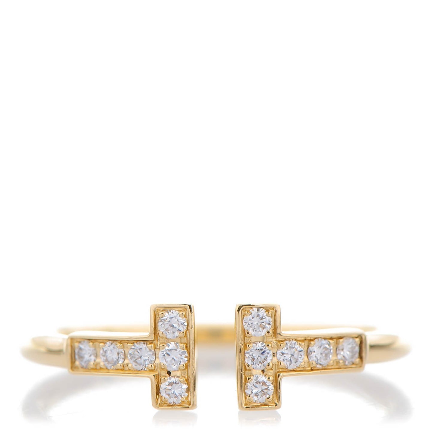 18K Yellow Gold Diamond T Wire Ring 54 7