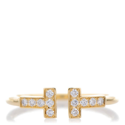 Tiffany 18K Yellow Gold Diamond T Wire Ring 54 7 1 of 6