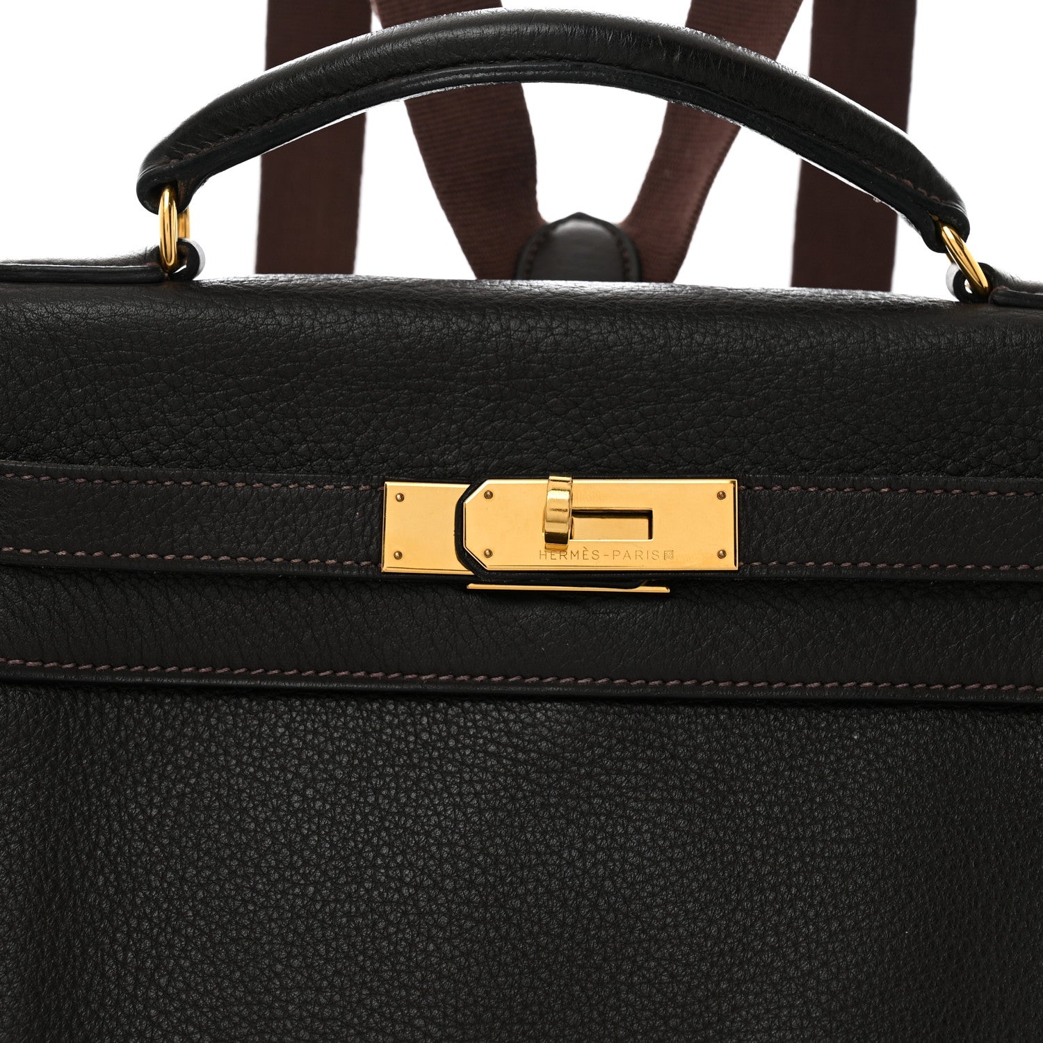 hermes mini kelly backpack Hermes Taurillon Clemence Kelly Ado Backpack Ebene 1586092 – FASHIONPHILE