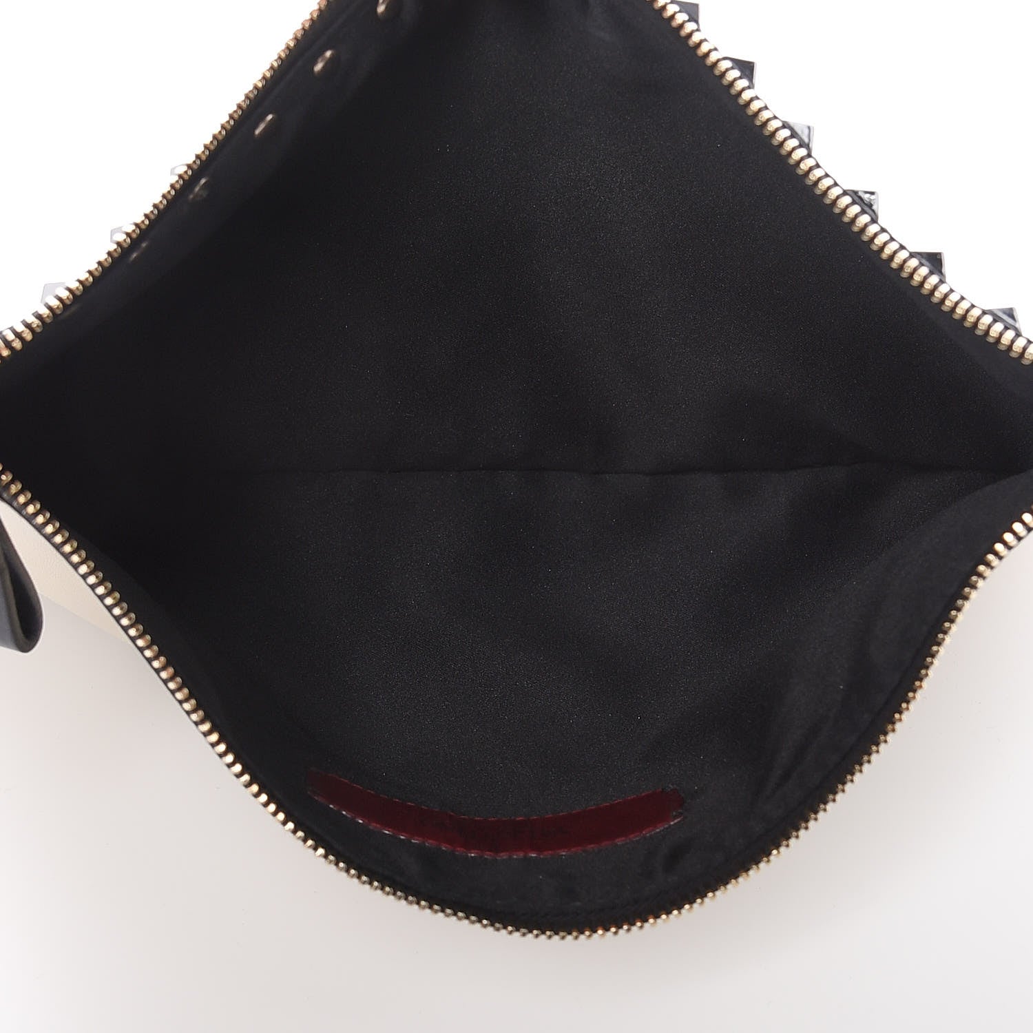 Valentino Garavani Vitello Large Rockstud Zip Pouch Black White 5 of 9