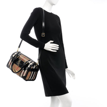 Burberry House Check Bridle Calfskin Medium Alchester Bowling Bag Black 3 of 15