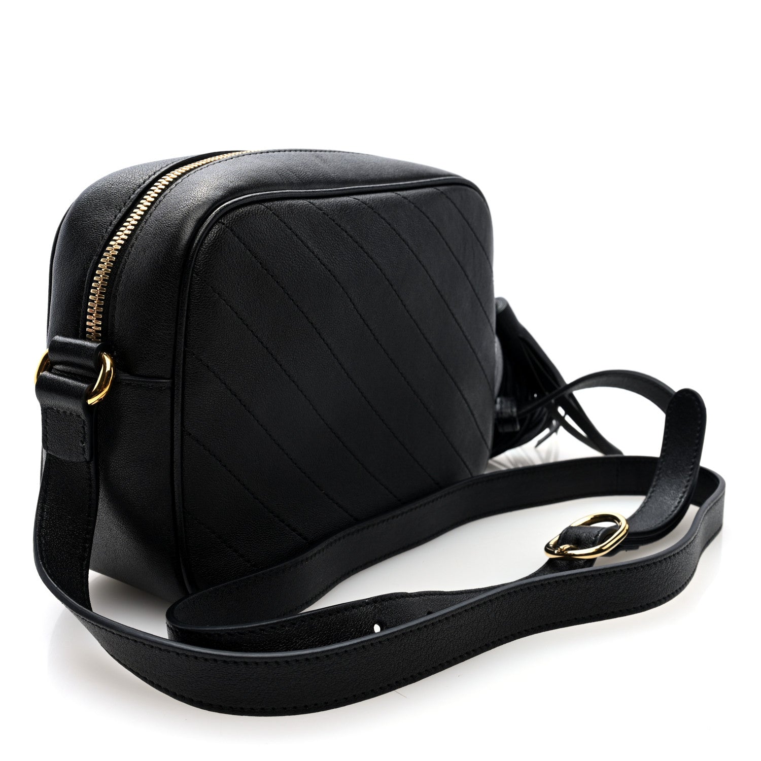 Gucci Sakai Be Green Calfskin Diagonal Stitched Small Blondie Shoulder Bag Black 3 of 9