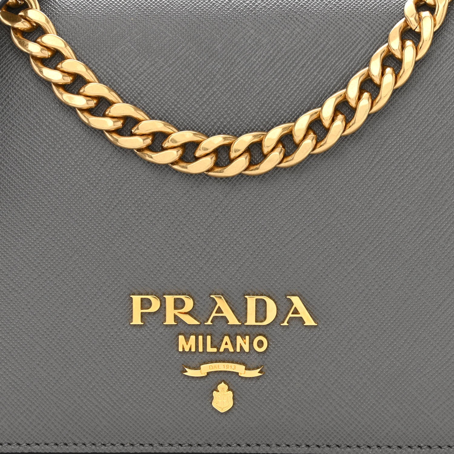 Prada Saffiano Chain Shoulder Bag Marmo 8 of 10