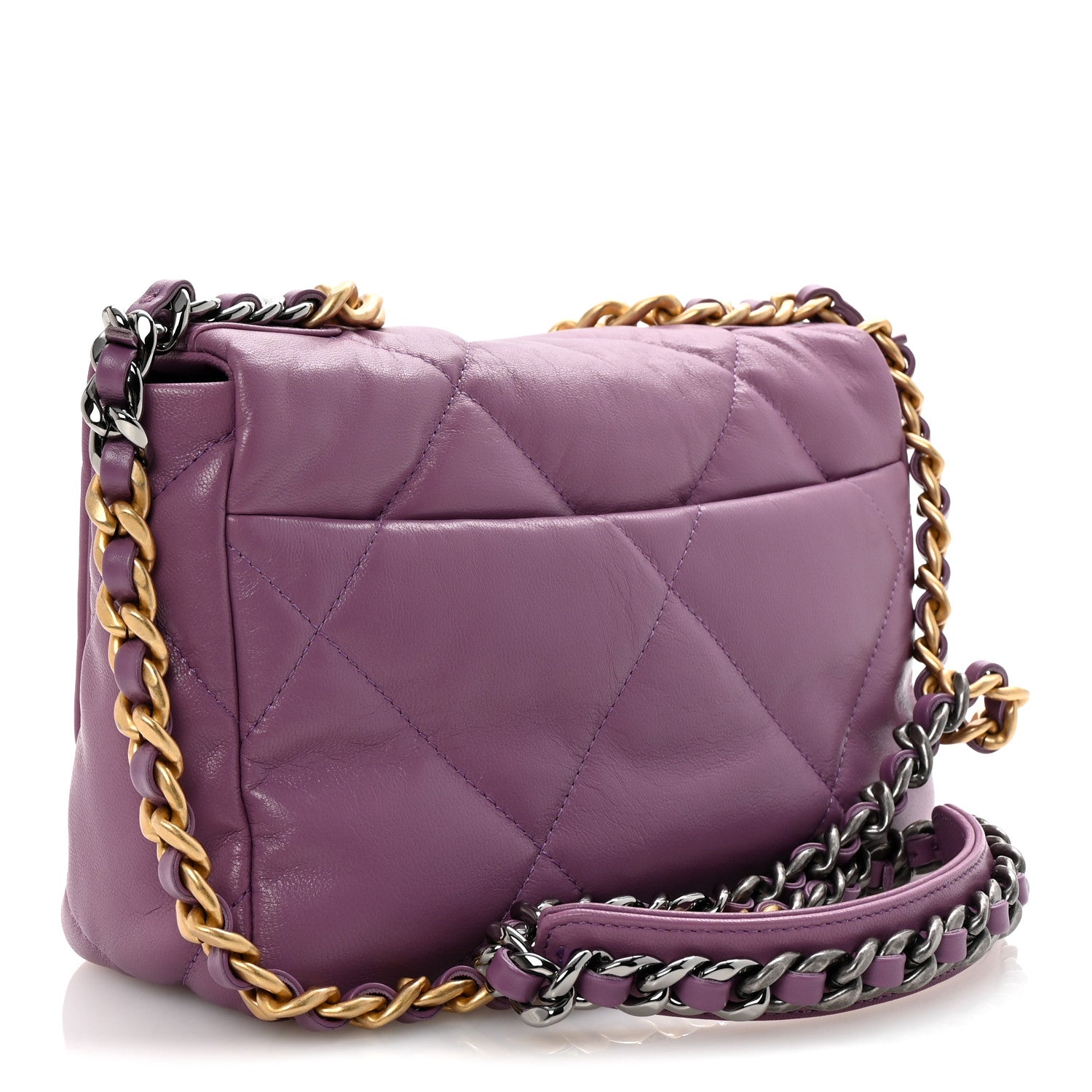 Chanel Goatskin Quilted Medium Chanel 19 Flap Violet Purple 3 of 11