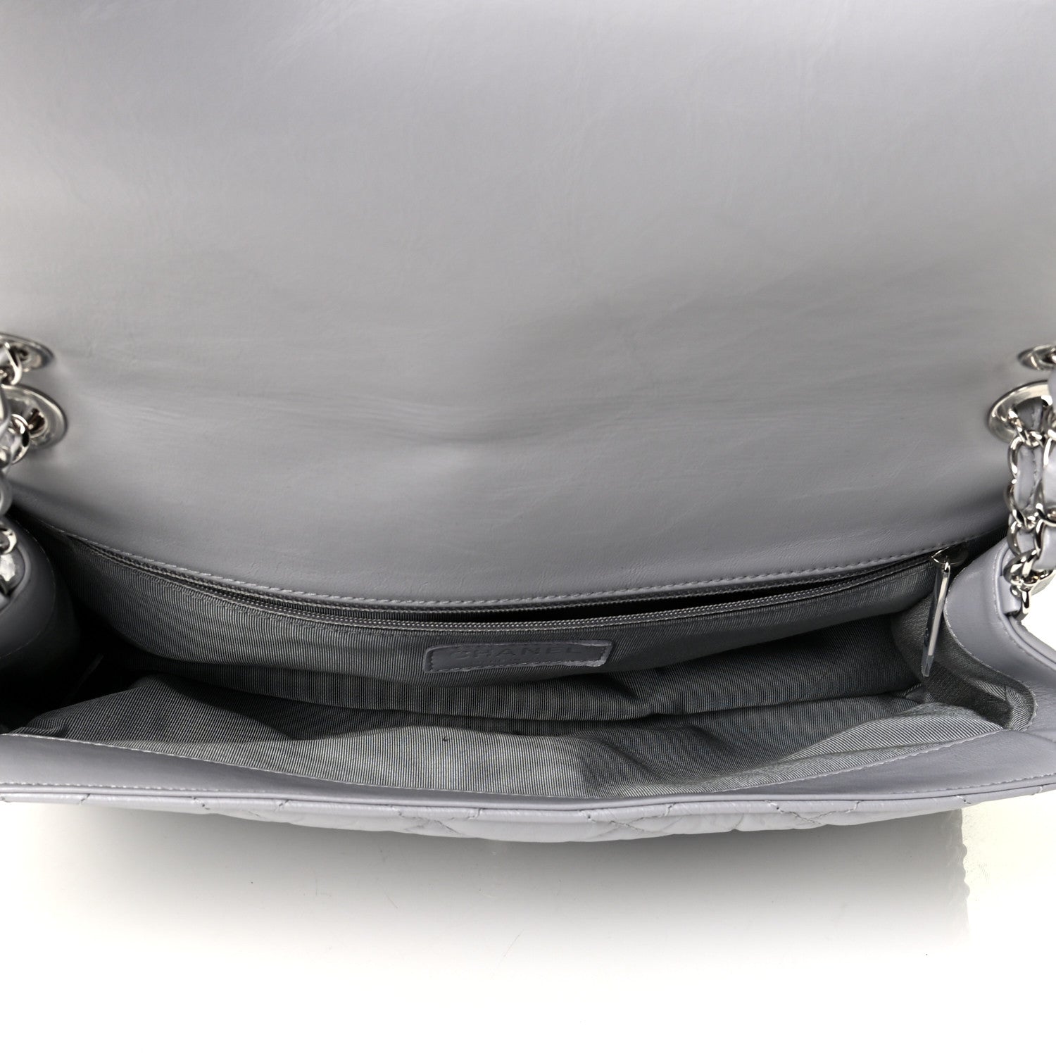 Chanel Crumpled Calfskin Large Chain All Over Flap Grey 4 of 5