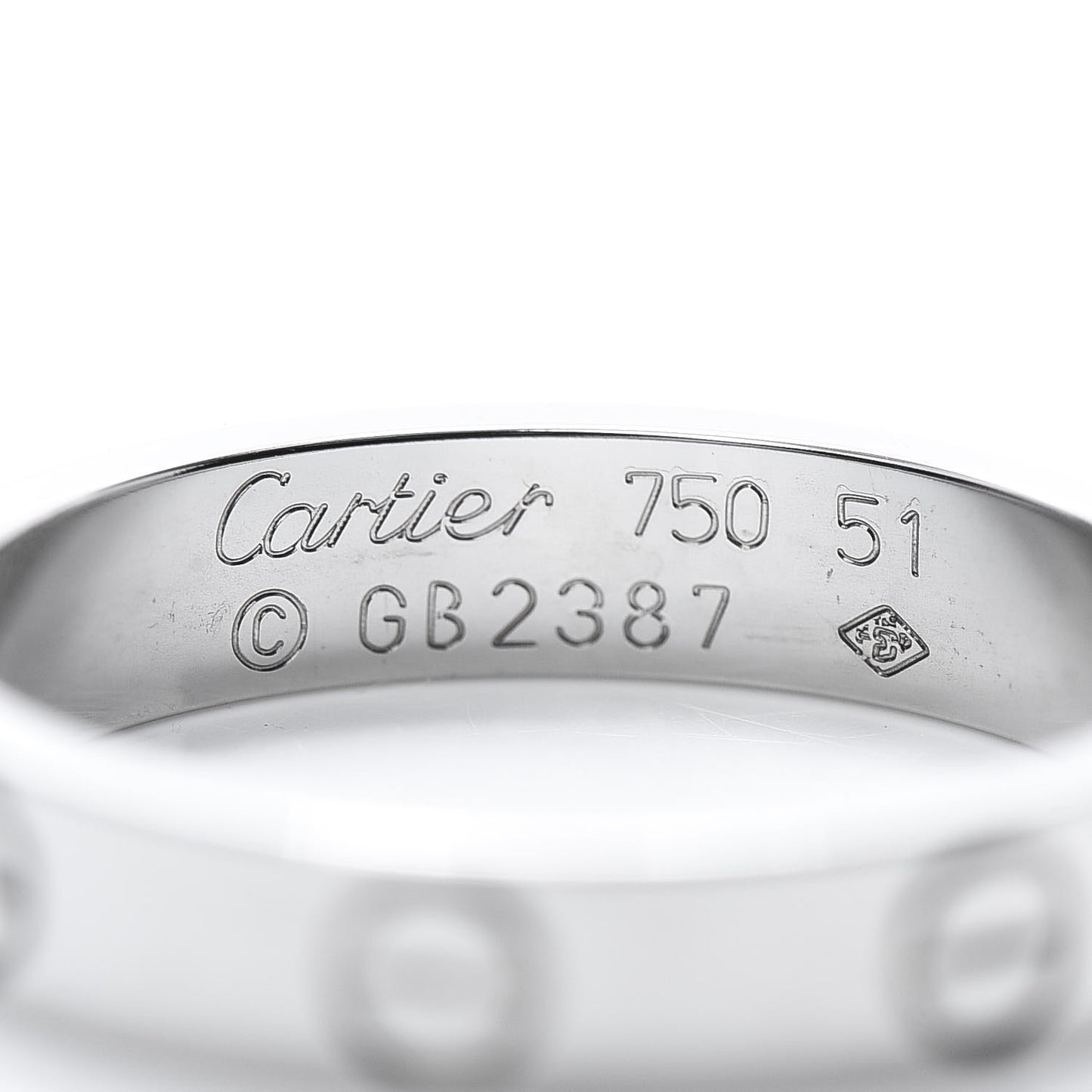 18K White Gold 3.5mm LOVE Wedding Band Ring 51 5.75