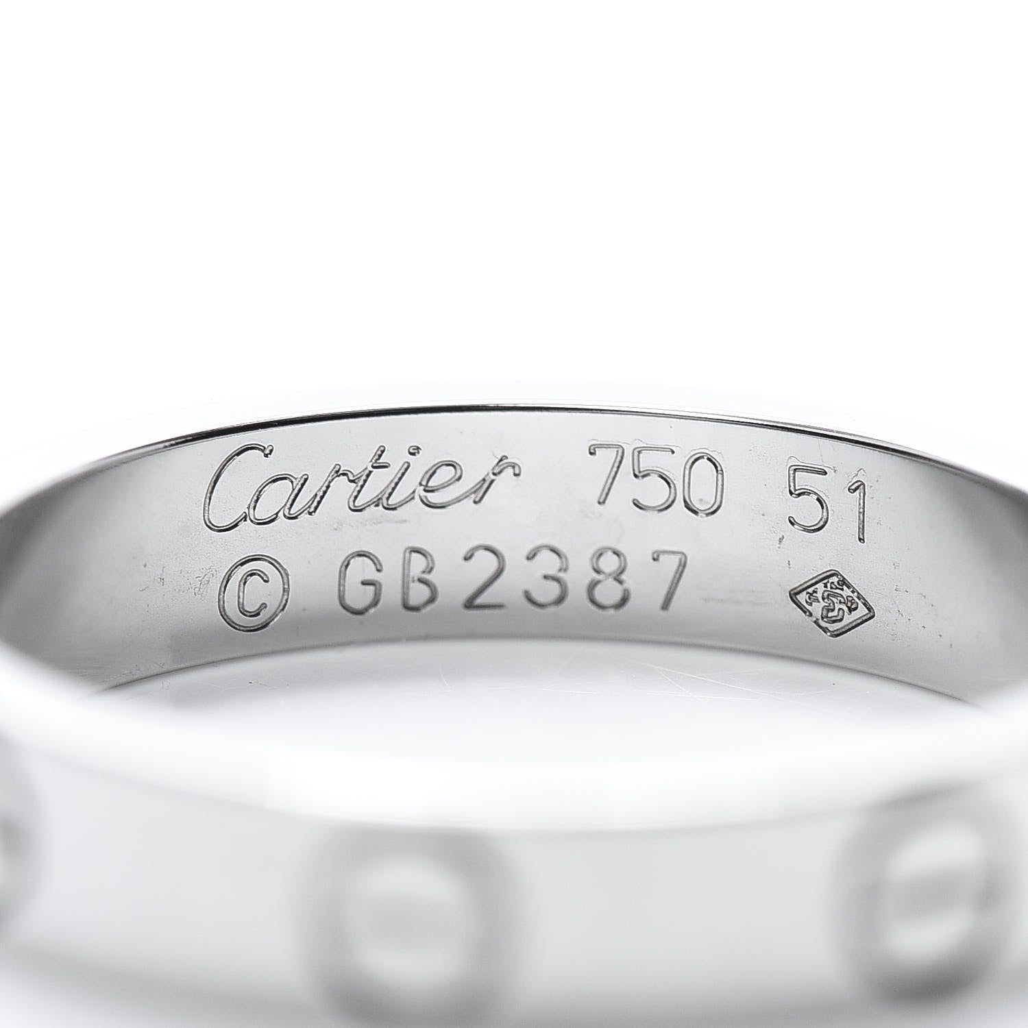 Cartier 18K White Gold 3.5mm LOVE Wedding Band Ring 51 5.75 4 of 4