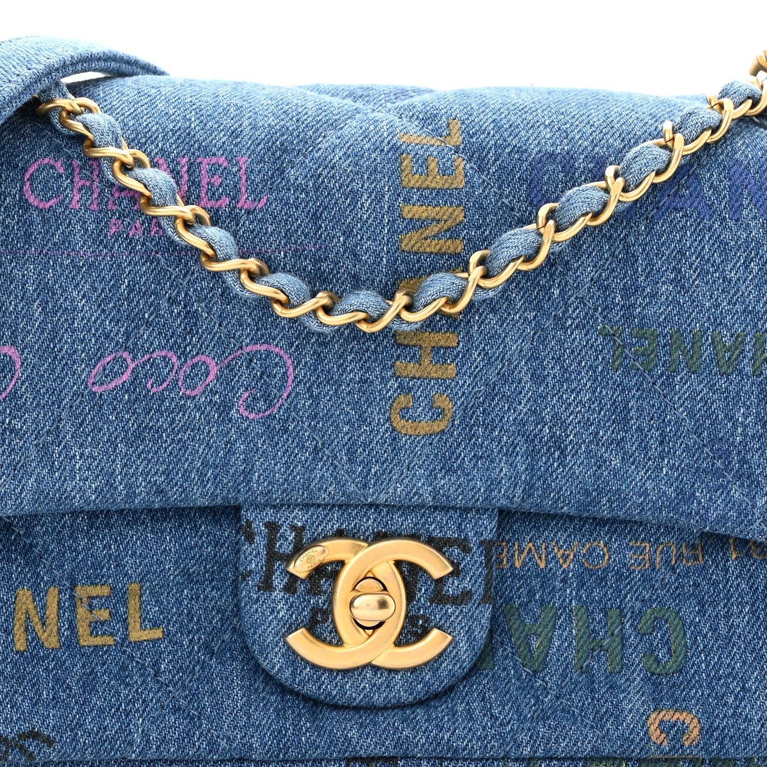 Chanel Denim Quilted Mini Denim Mood Rectangular Flap Blue Multicolor 8 of 11