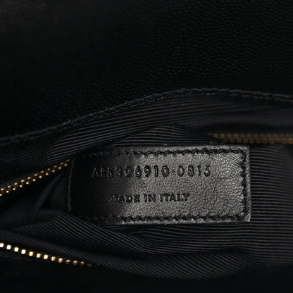 Saint Laurent Grain De Poudre Matelasse Chevron Large Monogram Satchel Black 7 of 11