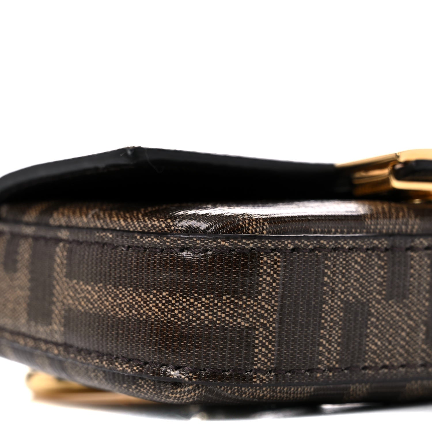 Fendi Glazed Fabric FF 1974 Nano Baguette Charm Mogano Panna 5 of 8