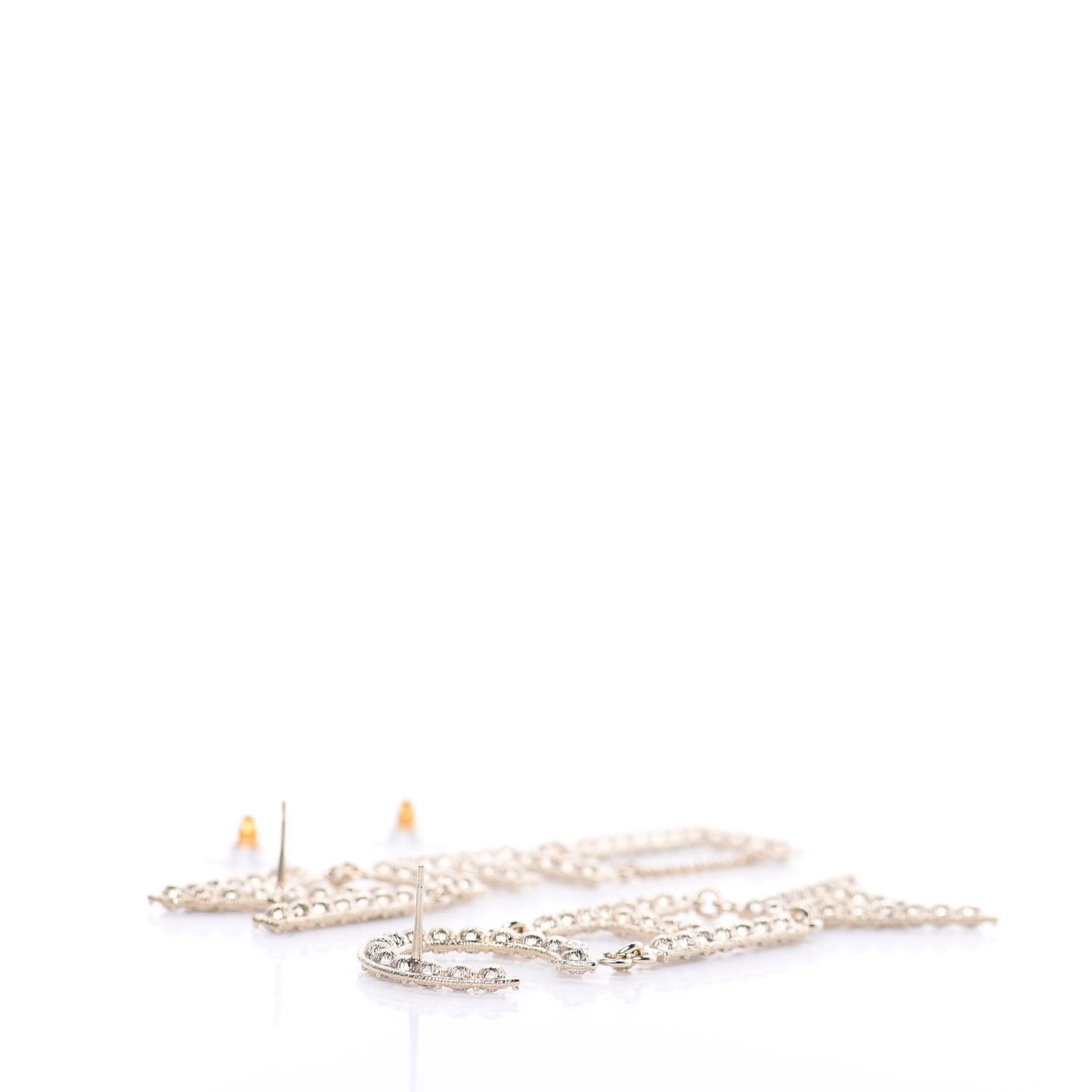 Crystal Cha-Nel Logo Drop Earrings Gold