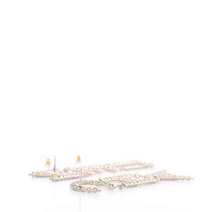Chanel Crystal Cha-Nel Logo Drop Earrings Gold 4 of 5