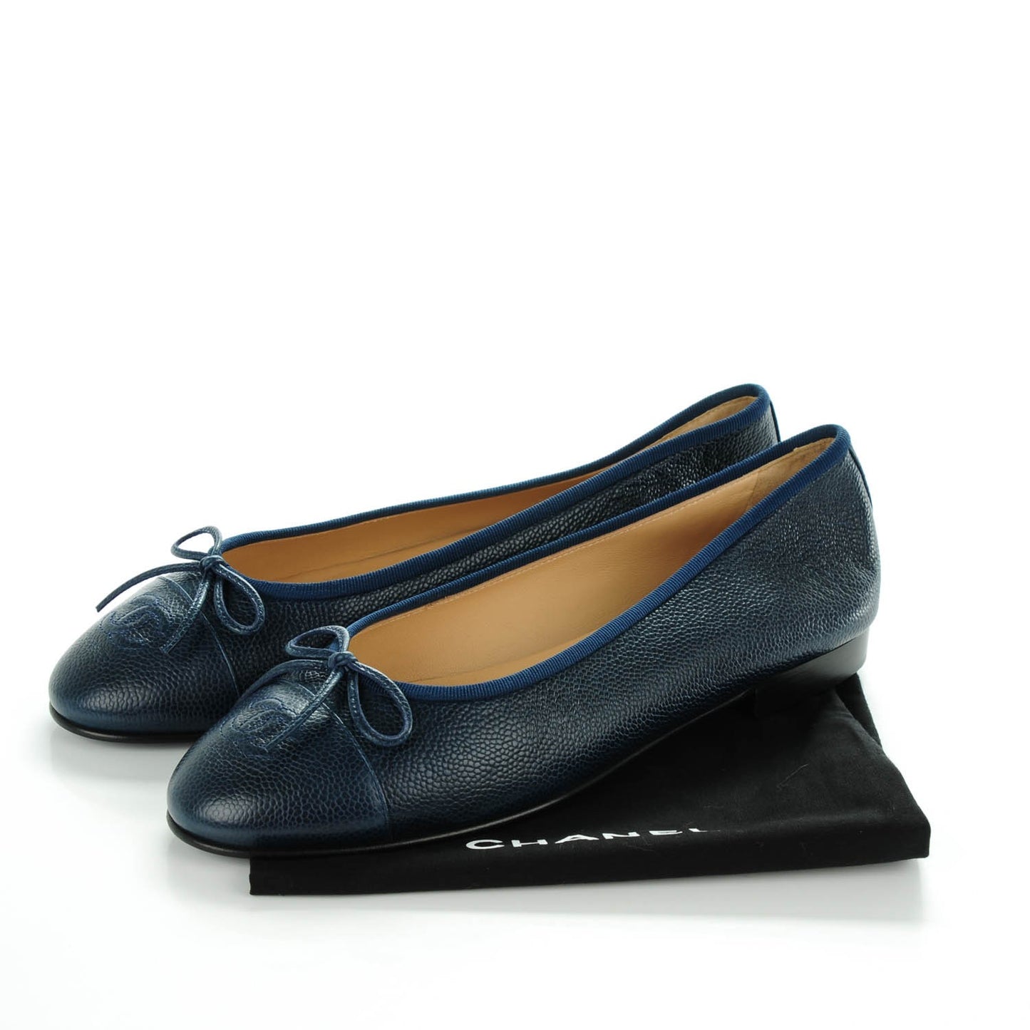Caviar CC Cap Toe Ballerina Flats 39 Navy