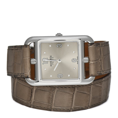 Hermes Stainless Steel Alligator Diamond 29mm Cape Cod Double Tour Quartz Watch Gris Elephant 2 of 5