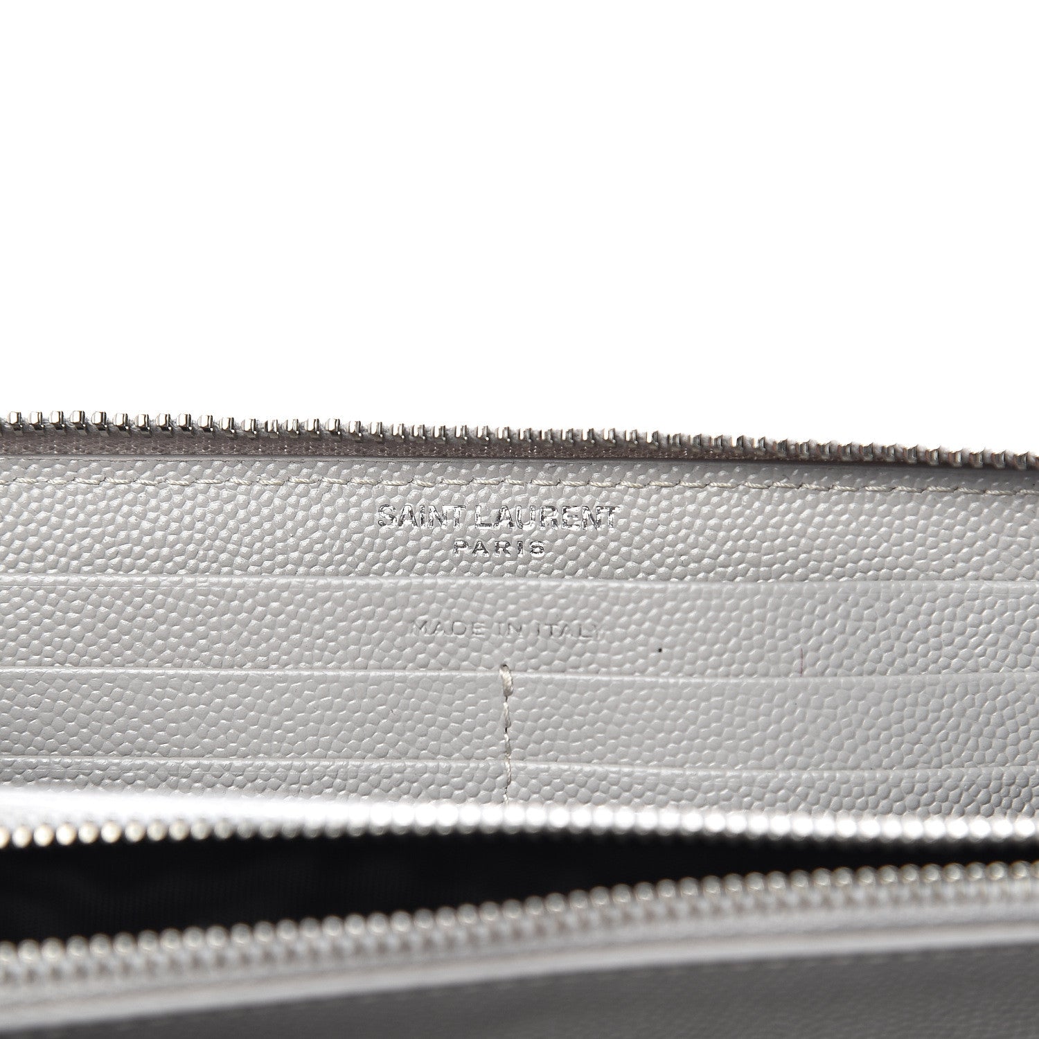 Saint Laurent Grain De Poudre Matelasse Chevron Monogram Zip Around Wallet Granite 6 of 7
