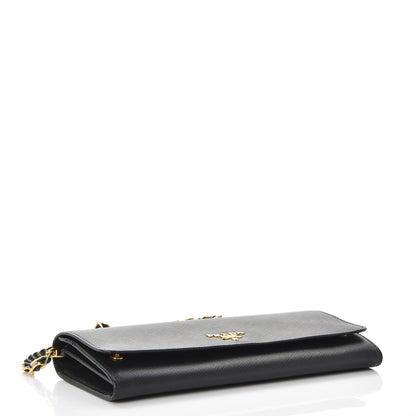 Prada Saffiano Metal Oro Chain Wallet Nero Black 4 of 8