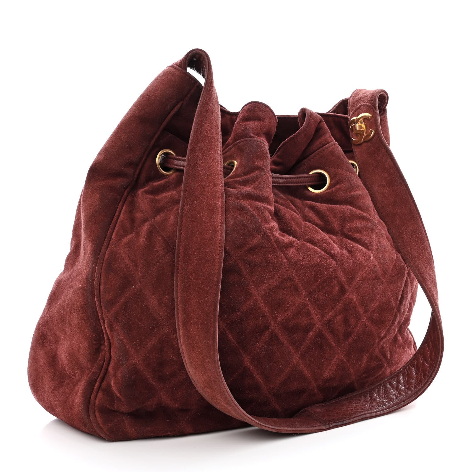 Chanel Suede Drawstring Bag Red 3 of 11