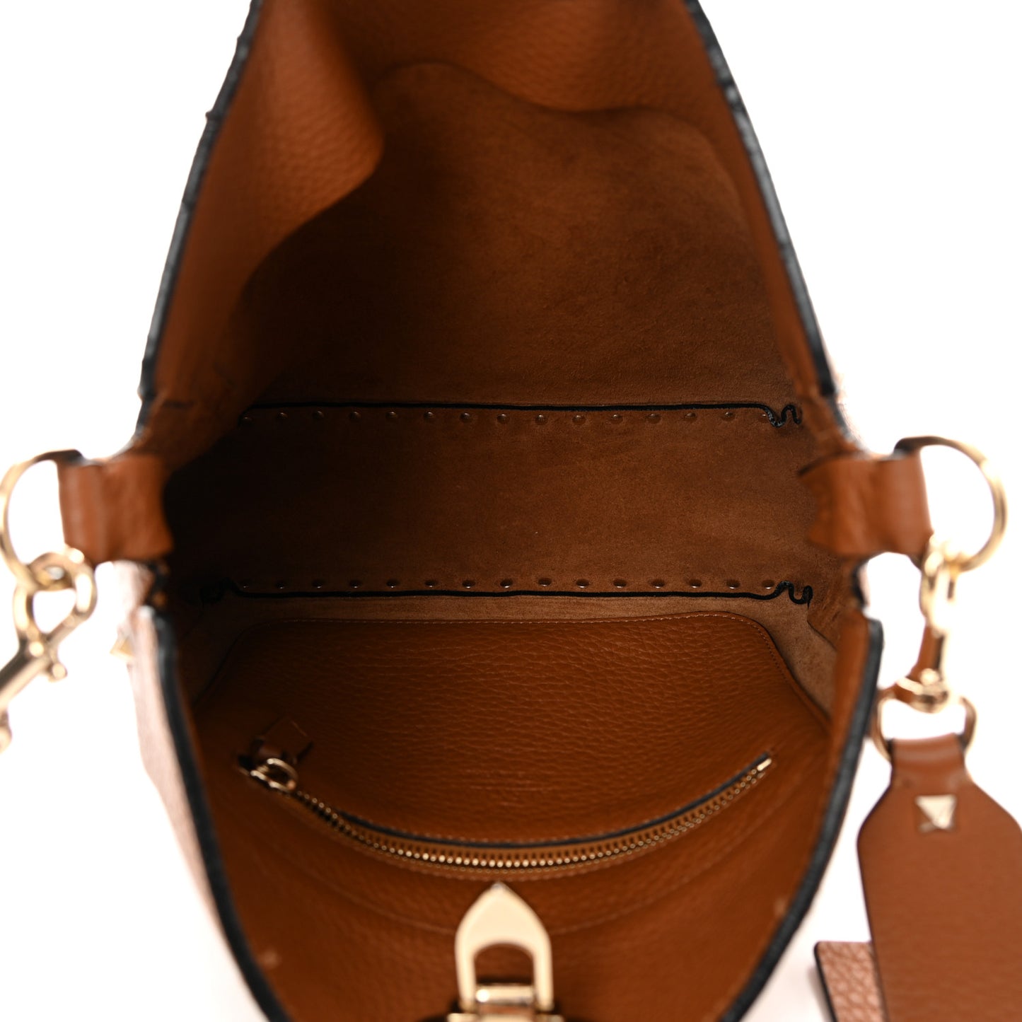 Pebbled Calfskin Small Rockstud Flip-Lock Messenger Bag Light Cuir