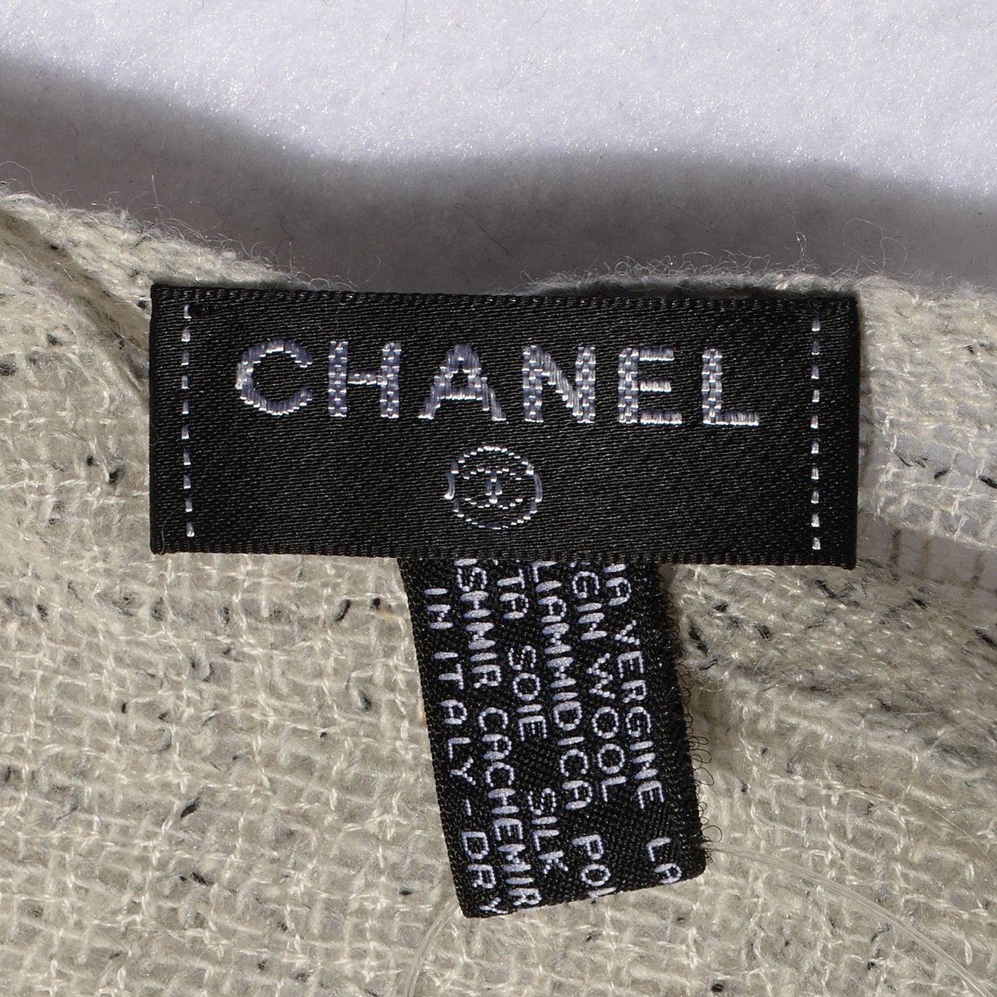 Wool Silk Cashmere CC Stole Grey