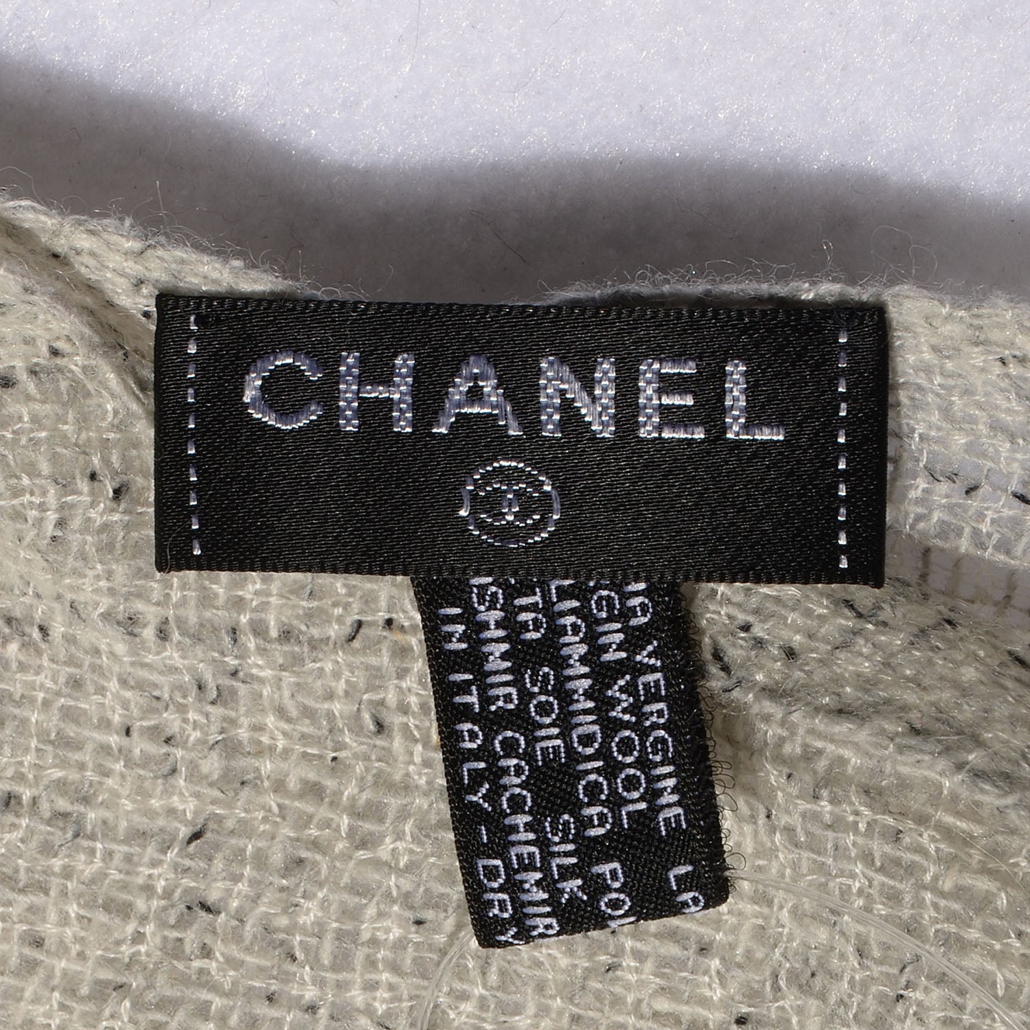 Chanel Wool Silk Cashmere CC Stole Grey 5 of 5