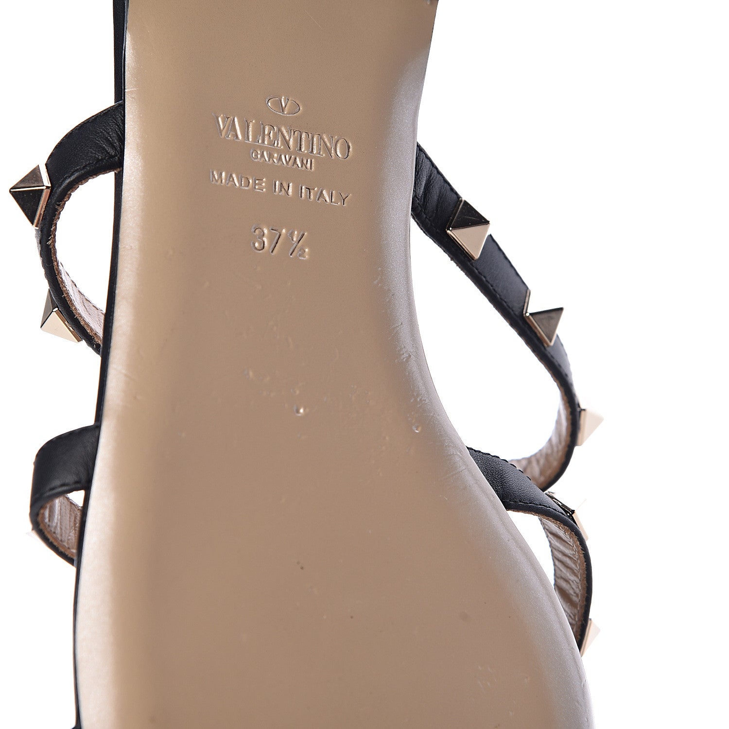 Valentino Garavani Nappa Rockstud Caged Flat Slide Sandals 37.5 Black 9 of 10