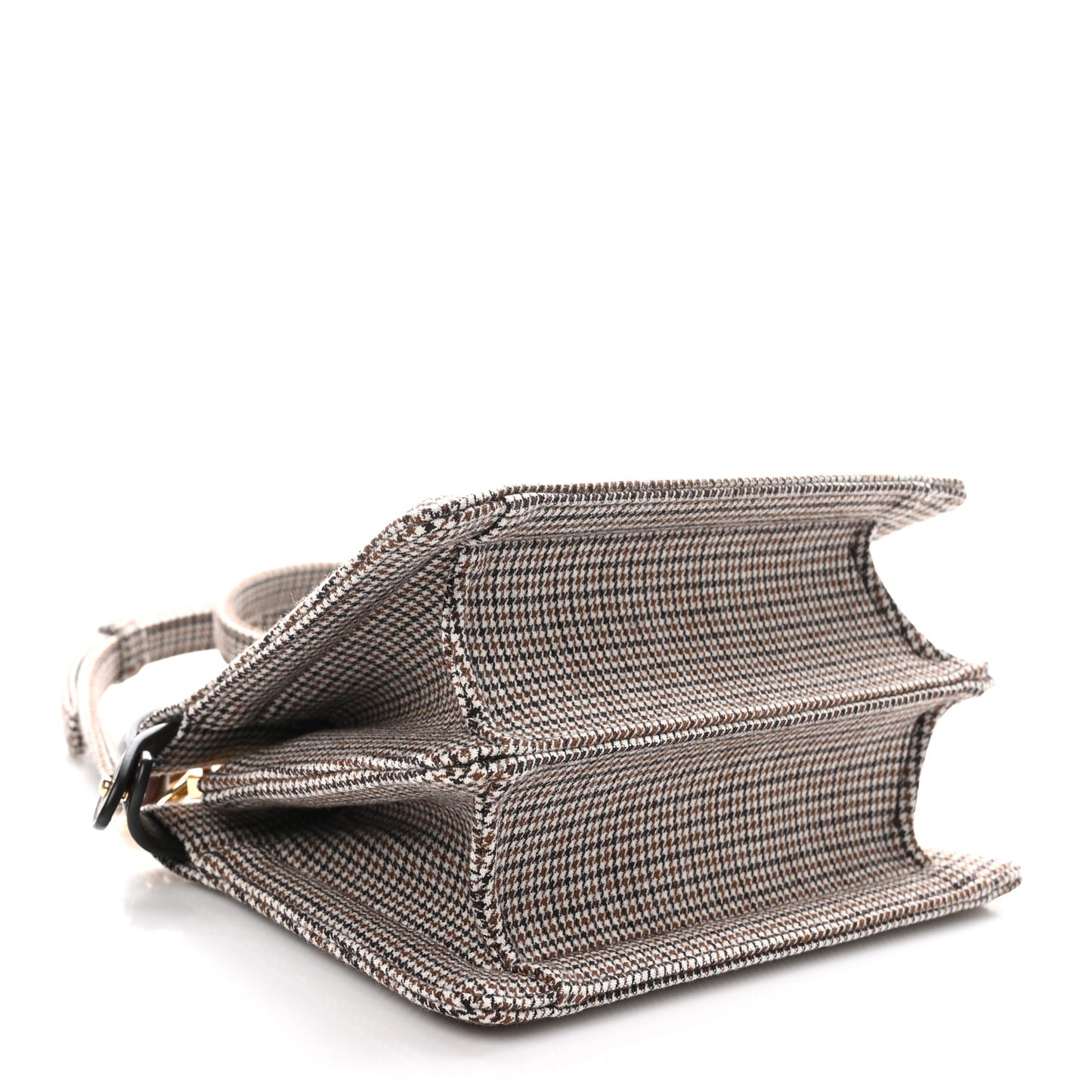 Wool Fabric Jacquard Cuoio Small Houndstooth FF 1974 Petite Peekaboo I SEE U Satchel Grigio Anthracite