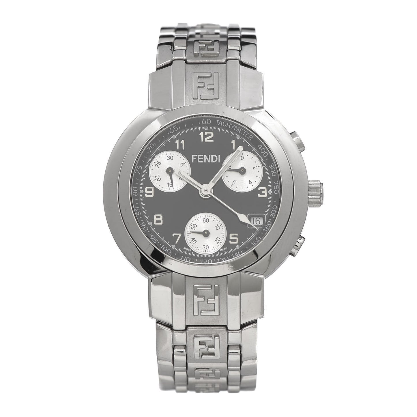 Stainless Steel 32mm Zucca Chronograph Quartz Watch Black