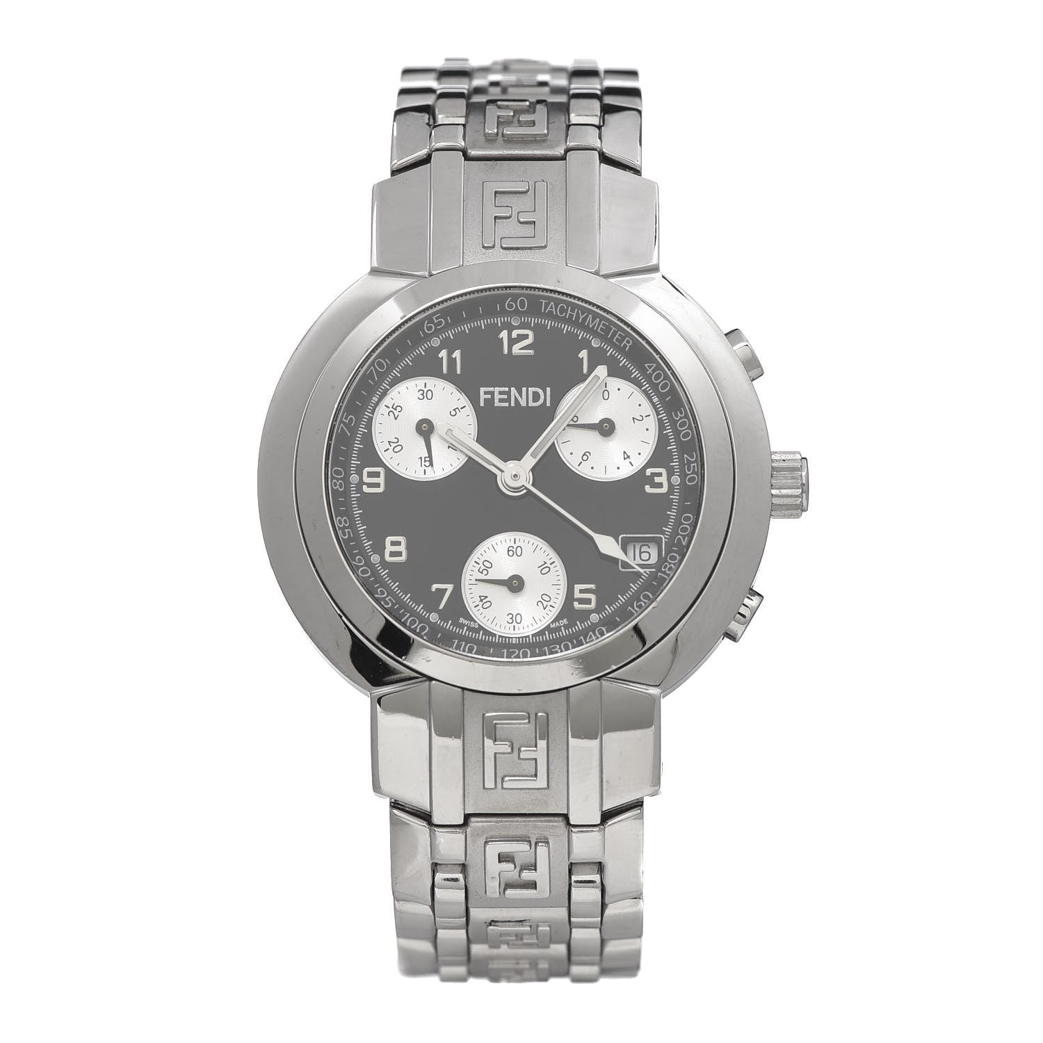 Fendi Stainless Steel 32mm Zucca Chronograph Quartz Watch Black 1 of 6