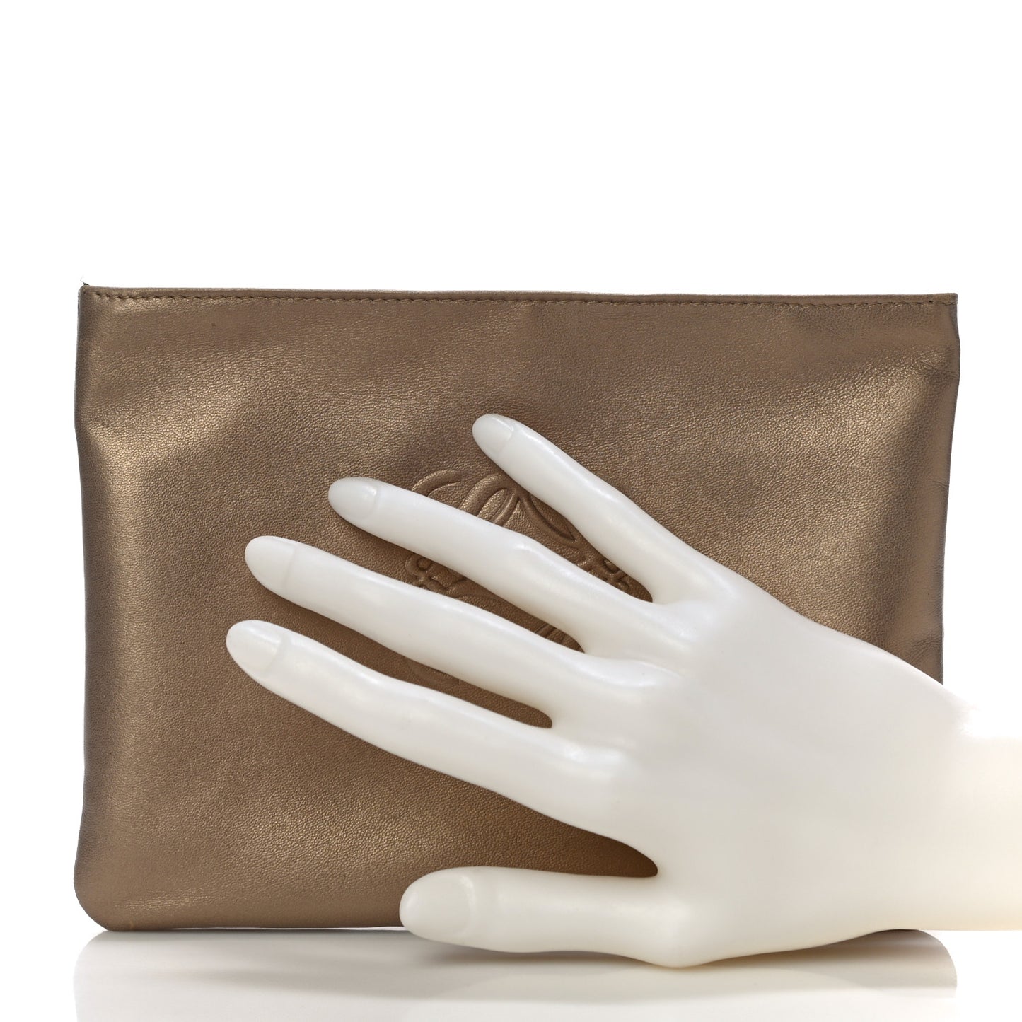 Metallic Lambskin Cosmetic Pouch Gold