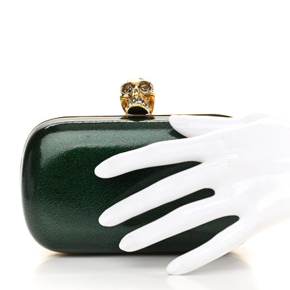 Alexander McQueen Patent Crystal Skull Box Clutch Green 2 of 8