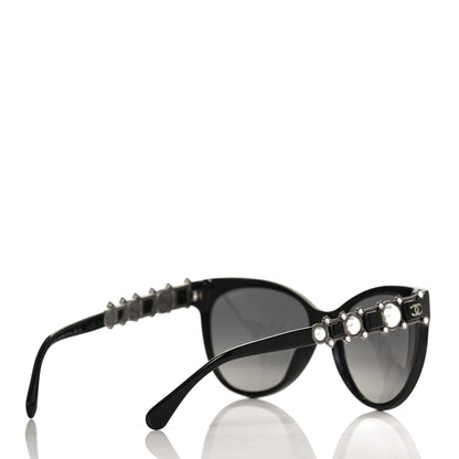 Chanel Crystal Pearl Cat Eye Sunglasses 5336-H-B Black 4 of 9