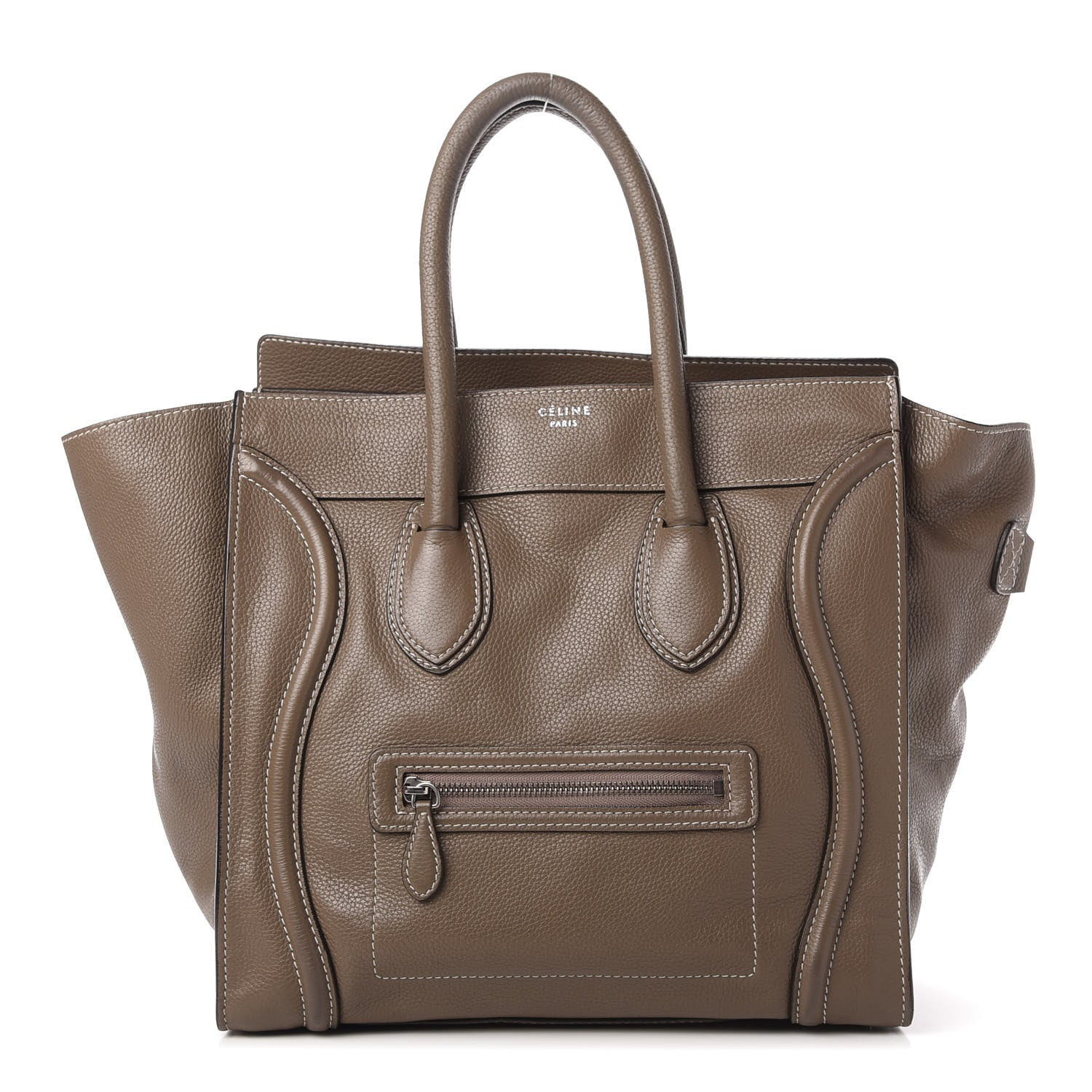 Celine Drummed Calfskin Mini Luggage Souris 1 of 11