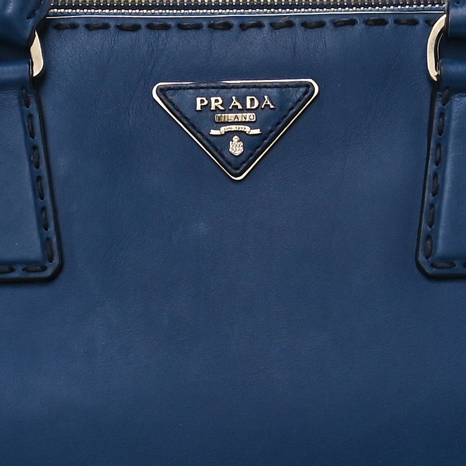 Prada City Calf Hand Stitched Medium Galleria Double Zip Tote Bleuette 8 of 10