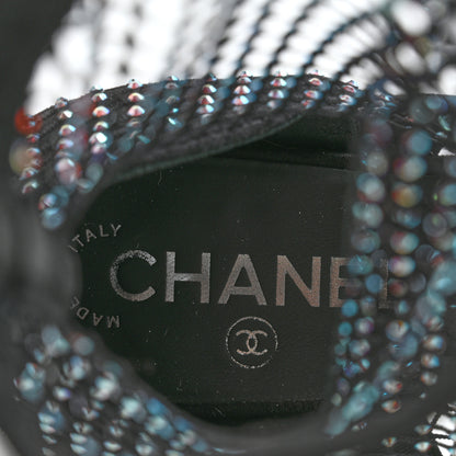 Chanel Resille Strass Kid Suede Patent Mary Jane Short Boots 38 Black 5 of 10