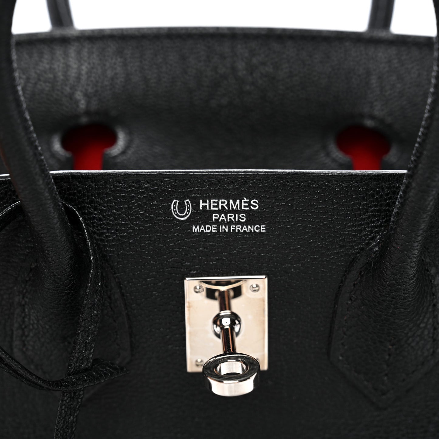 Chevre Mysore Horseshoe Birkin 25 Black Rouge Casaque
