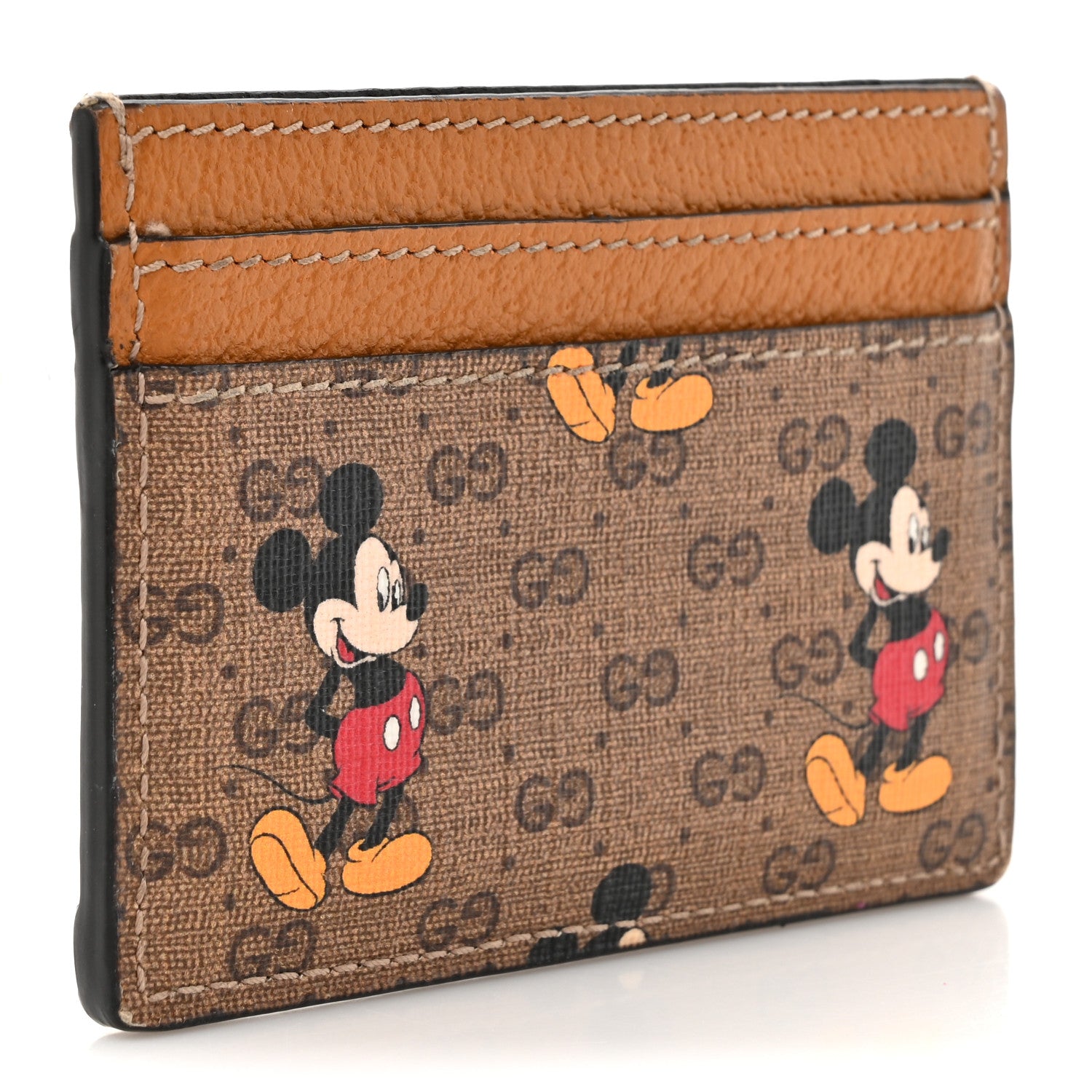 Gucci X DISNEY Mini Vintage GG Supreme Monogram Mickey Mouse Card Holder Beige Vintage Sun Oil 3 of 11