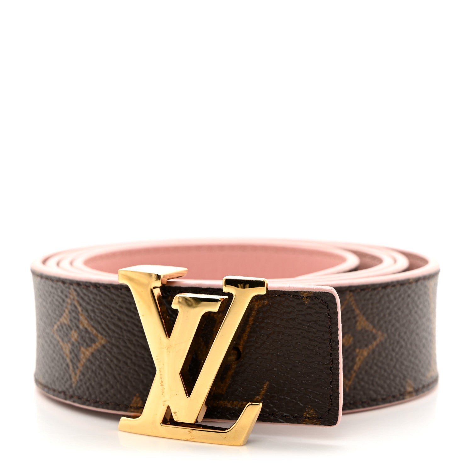 Louis Vuitton LOUIS VUITTON Calfskin Monogram 30mm LV Initiales Reversible Belt 90 36 Rose Ballerine 1 of 7