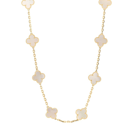 Van Cleef & Arpels 18K Yellow Gold Mother of Pearl 10 Motifs Vintage Alhambra Necklace 1 of 7