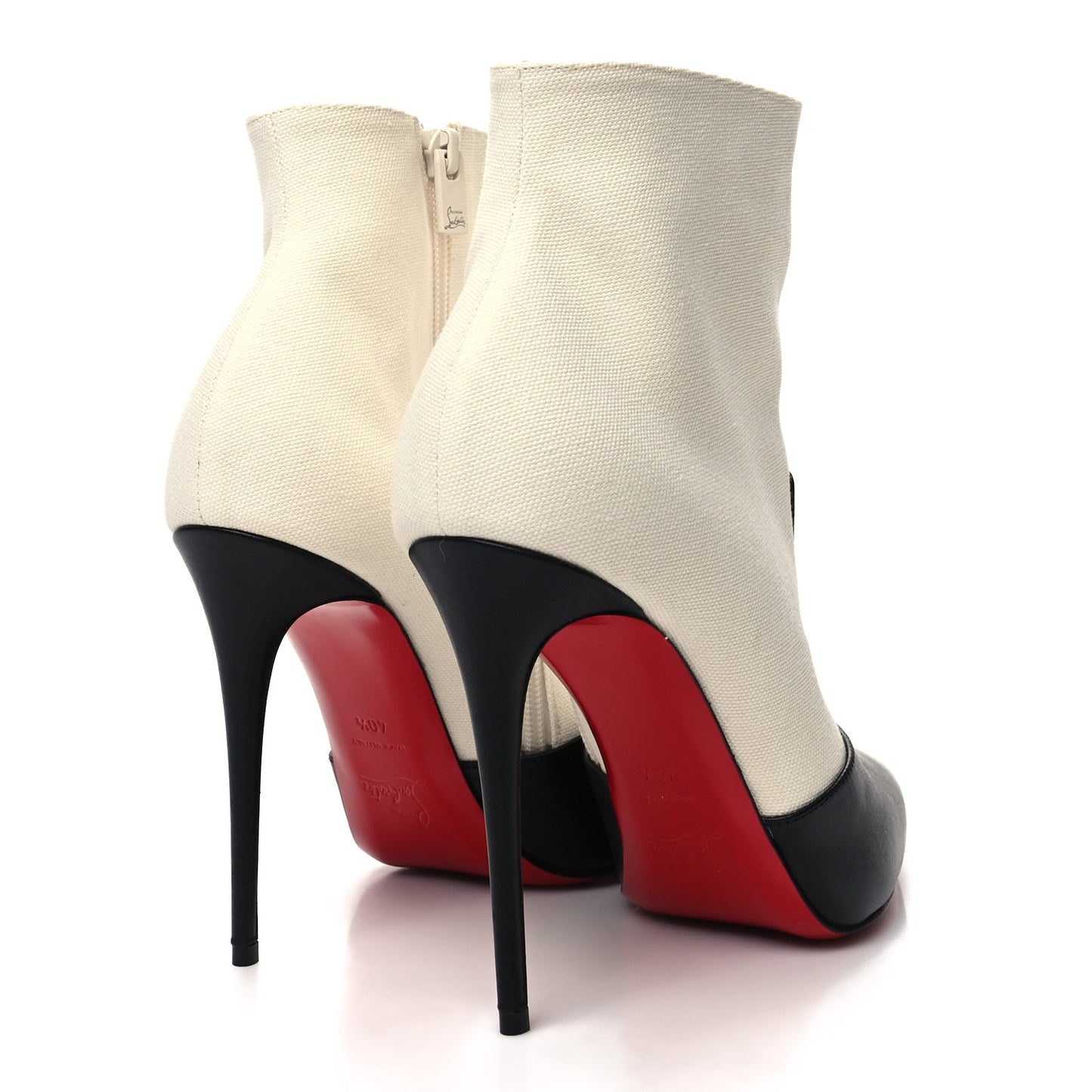 Canvas Calfskin So Summer 100 Ankle Booties 40.5 White Black