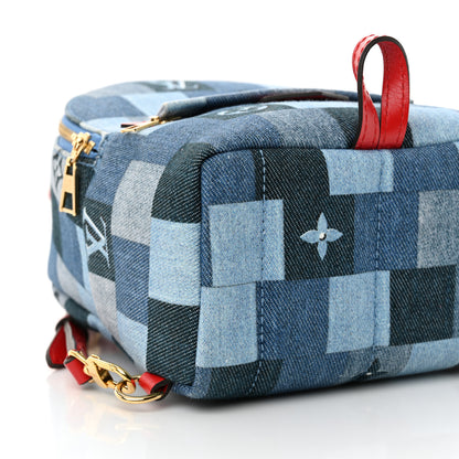 Louis Vuitton Denim Damier Monogram Patchwork Palm Springs Backpack Mini Blue Rouge 8 of 9