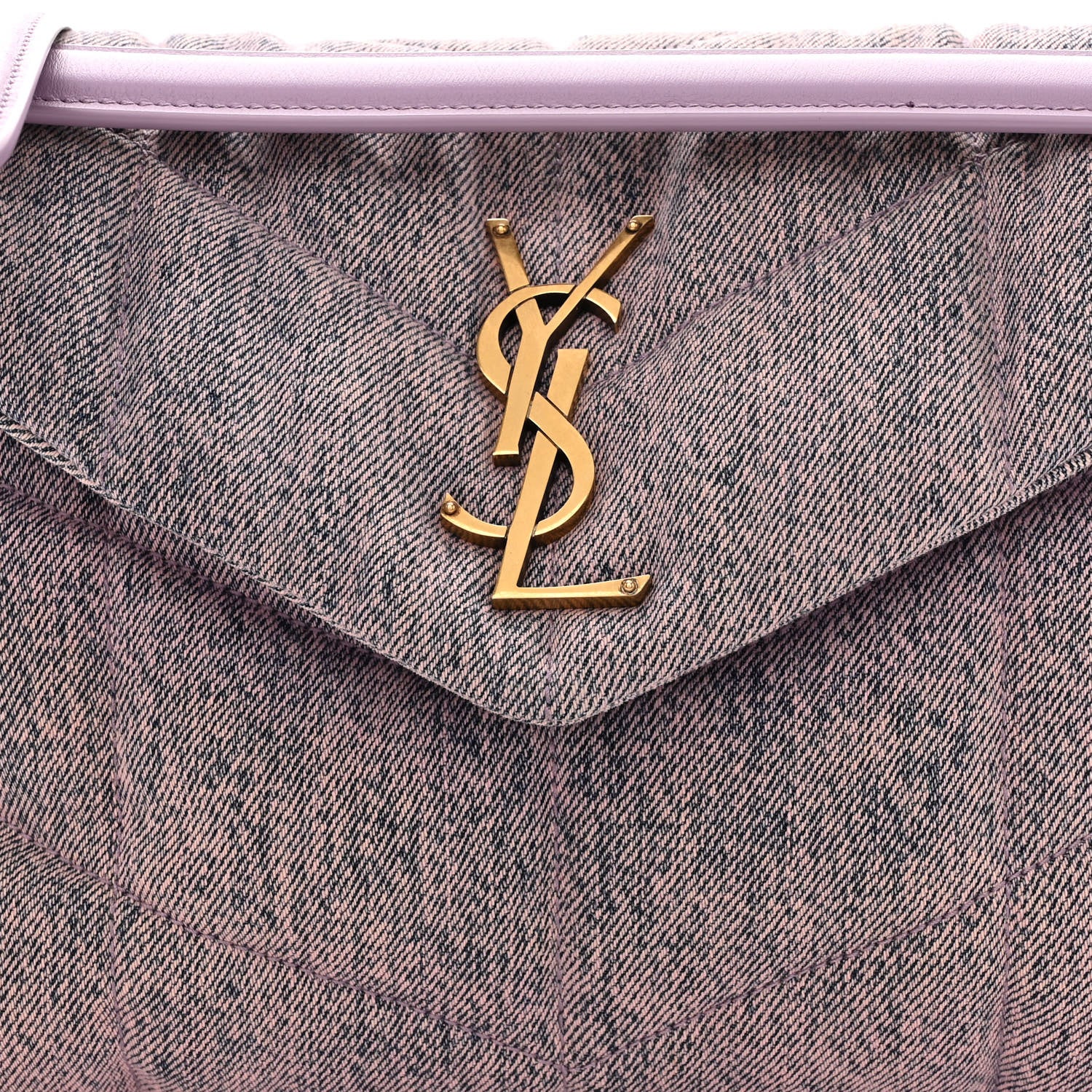 Saint Laurent Denim Quilted Small Loulou Puffer Monogram Chain Satchel Bleached Lilac 8 of 10