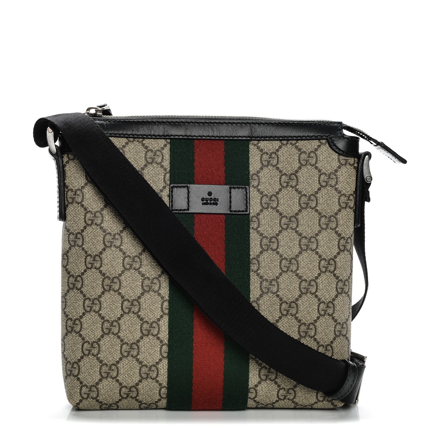 Gucci GG Supreme Monogram Web Messenger Bag Black 1 of 8