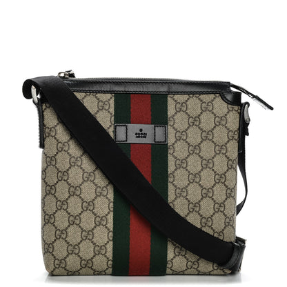 Gucci GG Supreme Monogram Web Messenger Bag Black 1 of 8