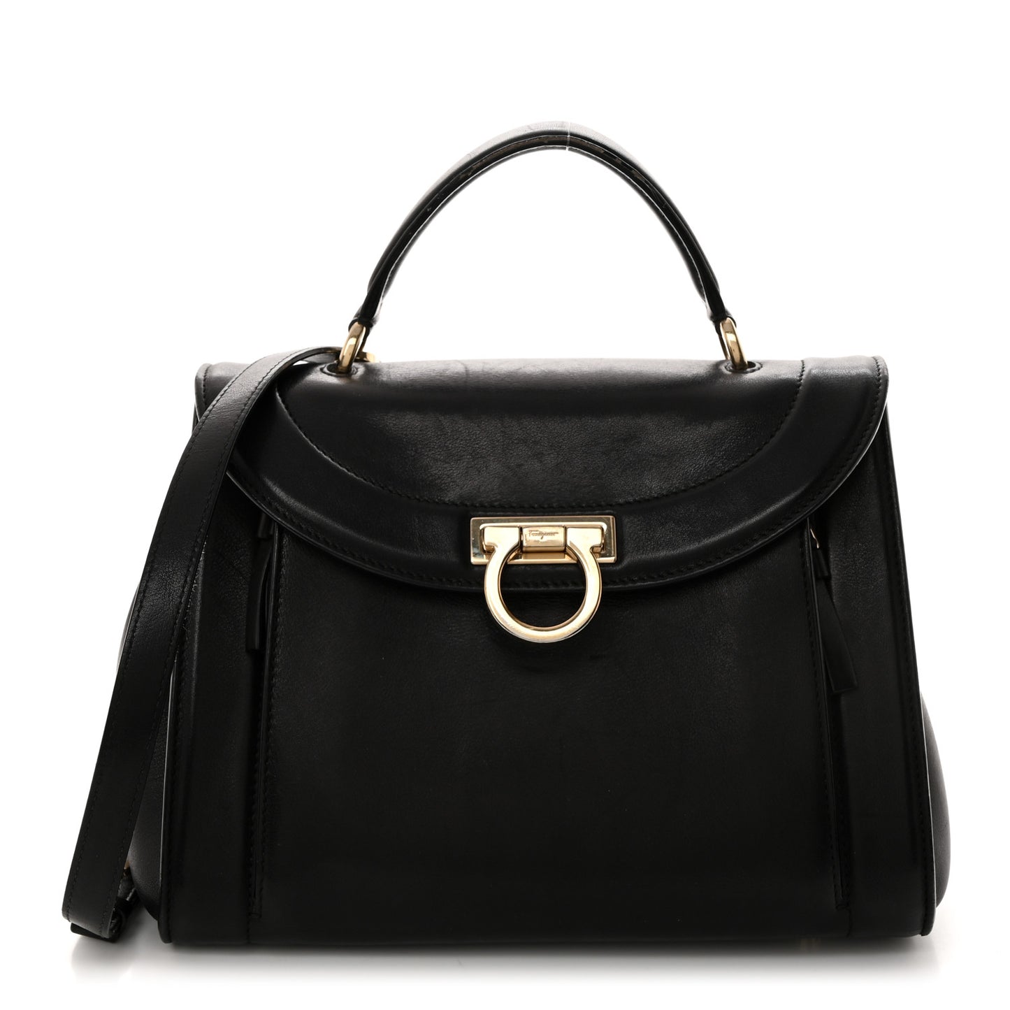 Calfskin Sofia Rainbow Top Handle Bag Black
