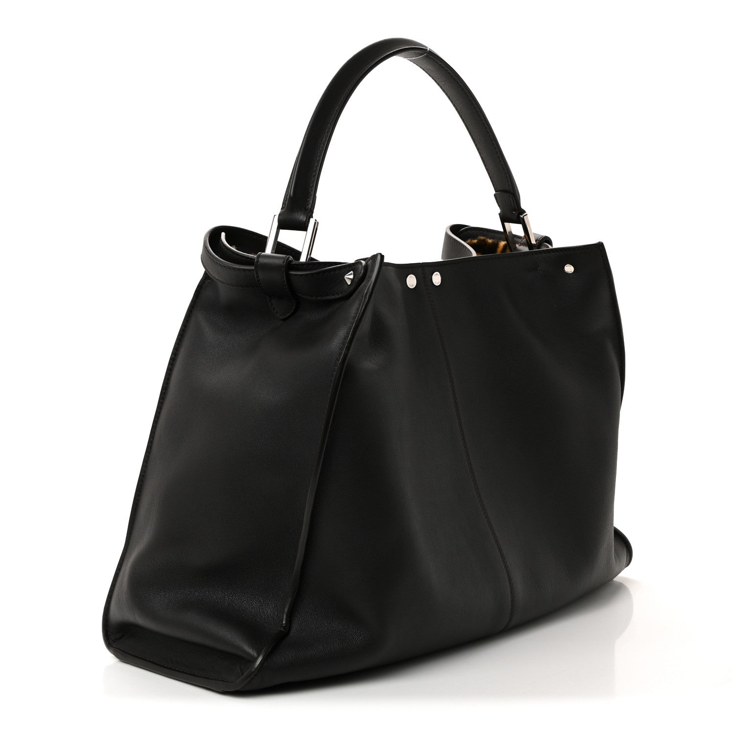 Fendi Vitello Seta Shearling FF 1974 Large Peekaboo X-Lite Brown 3 of 9